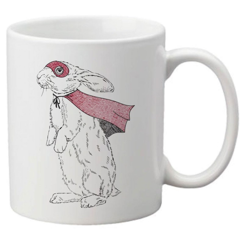Mug tasse céramique imprimé illustration Lapin super héros