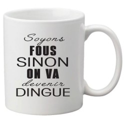 Mug tasse céramique imprimé citation humour Soyons fous sinon on va devenir dingue