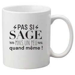 Mug tasse céramique imprimé citation humour Pas si sage mais un peu quand même