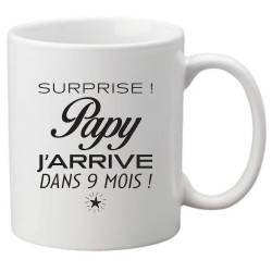 Mug tasse céramique imprimé citation humour Surprise papy j'arrive dans 9 mois