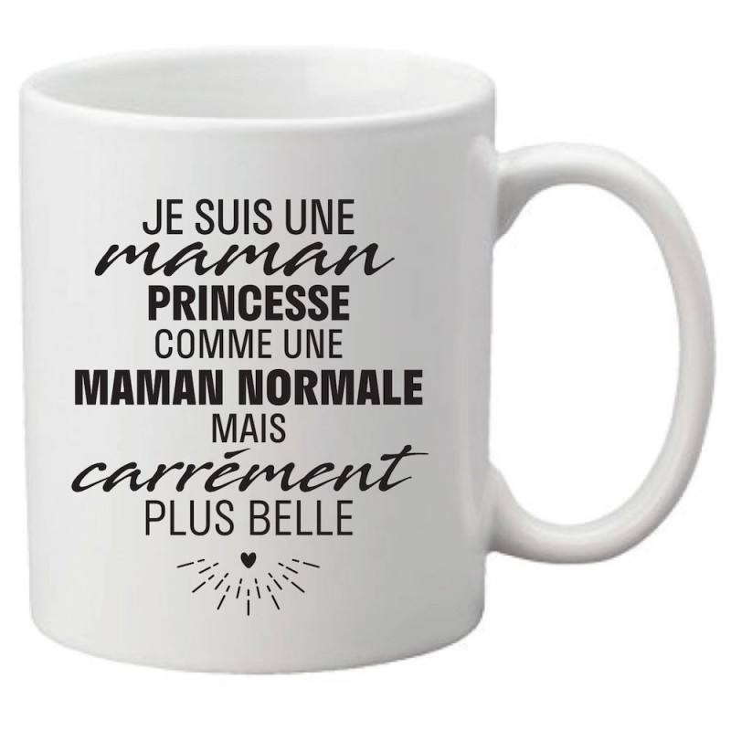 Mug tasse céramique imprimé citation humour Je suis une maman princesse comme une maman normale mais carrément plus belle