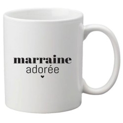 Mug tasse céramique imprimé citation humour Marraine adorée