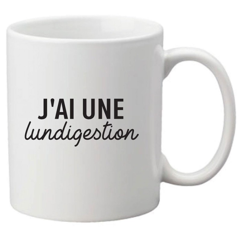 Mug tasse céramique imprimé citation humour J'ai une lundigestion