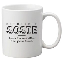 Mug tasse céramique imprimé citation humour humour Recherche sosie faut aller travailler à ma place demain