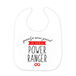 Bavoir bébé imprimé citation naissance humour Quand je serai grand je serai power ranger