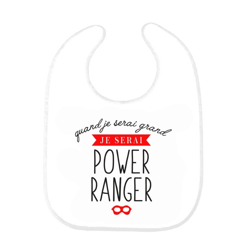 Bavoir bébé imprimé citation naissance humour Quand je serai grand je serai power ranger