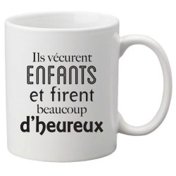 Mug tasse céramique imprimé citation humour Ils vécurent enfants et firent beaucoup d'heureux