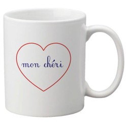 Mug tasse céramique imprimé citation humour illustration coeur mon chéri