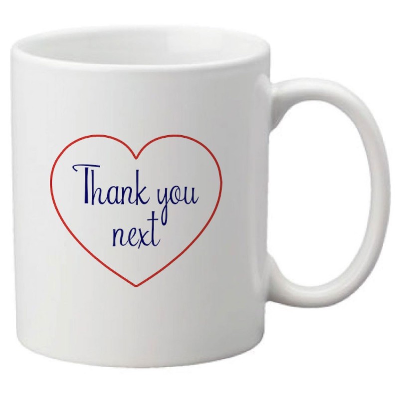 Mug tasse céramique imprimé citation humour illustration coeur Thank you next