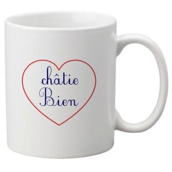 Mug tasse céramique imprimé citation humour illustration coeur châtie bien