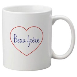 Mug tasse céramique imprimé citation humour illustration coeur Beau frère