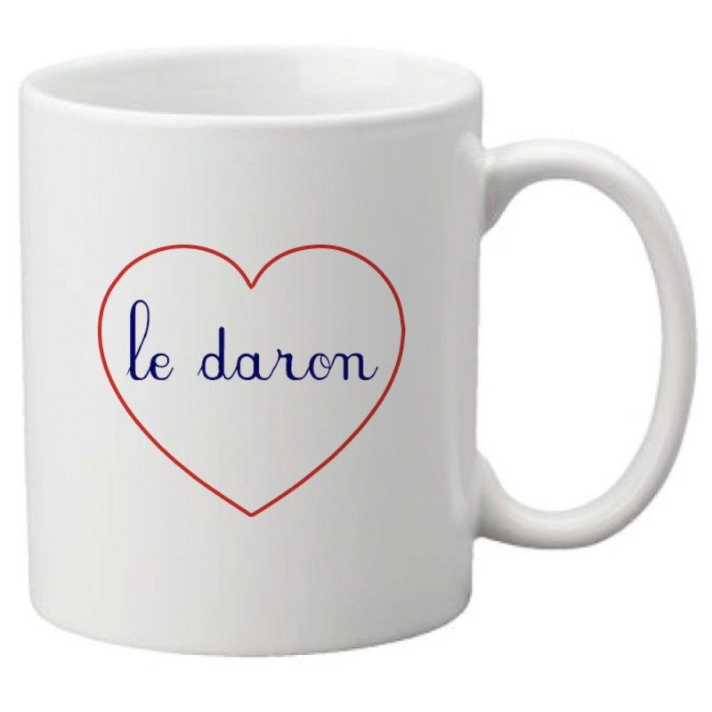 Mug tasse céramique imprimé citation humour illustration coeur le daron