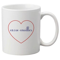 Mug tasse céramique imprimé citation humour illustration coeur casse couilles