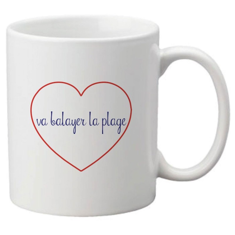 Mug tasse céramique imprimé citation humour illustration coeur va balayer la plage