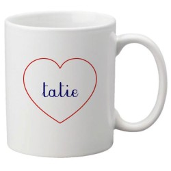 Mug tasse céramique imprimé citation humour illustration coeur tatie