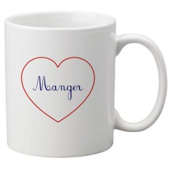 Mug tasse céramique imprimé citation humour illustration coeur manger