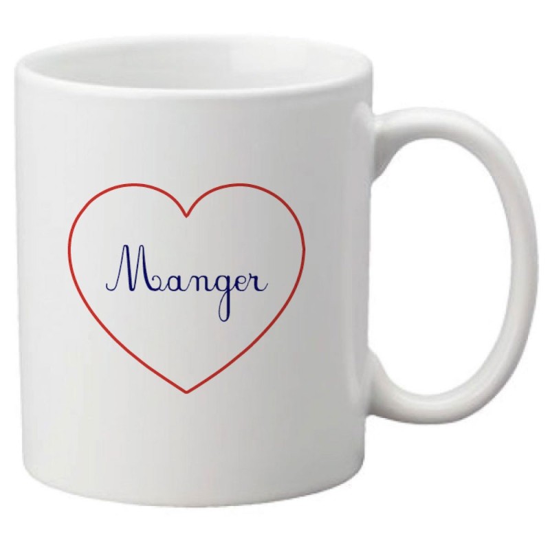 Mug tasse céramique imprimé citation humour illustration coeur manger