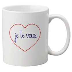 Mug tasse céramique imprimé citation humour illustration coeur je te veux