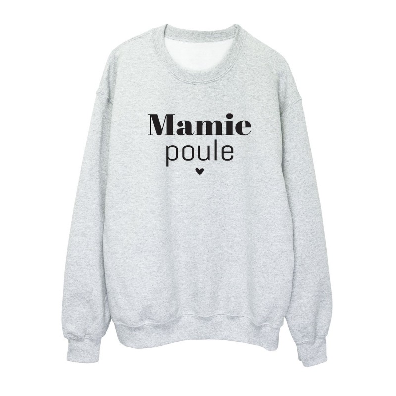 Sweat shirt imprimé citation humour Mamie poule