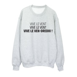 Sweat shirt imprimé citation humour Vive le vent vive le vendredi