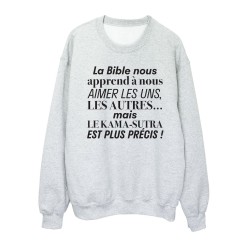 Sweat shirt imprimé citation humour La bible nous apprend a nous aimer les uns les autres mais