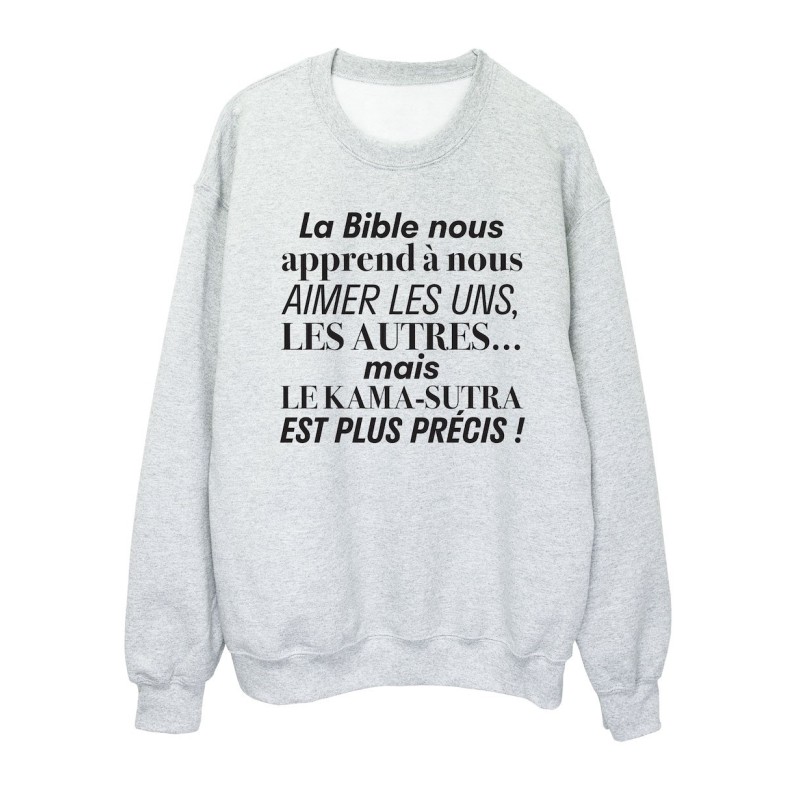 Sweat shirt imprimé citation humour La bible nous apprend a nous aimer les uns les autres mais