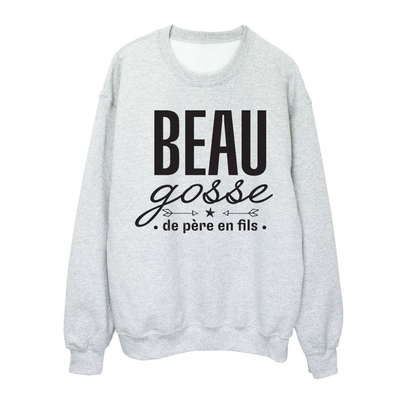 Sweat shirt imprimé citation humour Beau gosse de père en fils