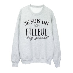 Sweat shirt imprimé citation humour Je suis un filleul trop génial