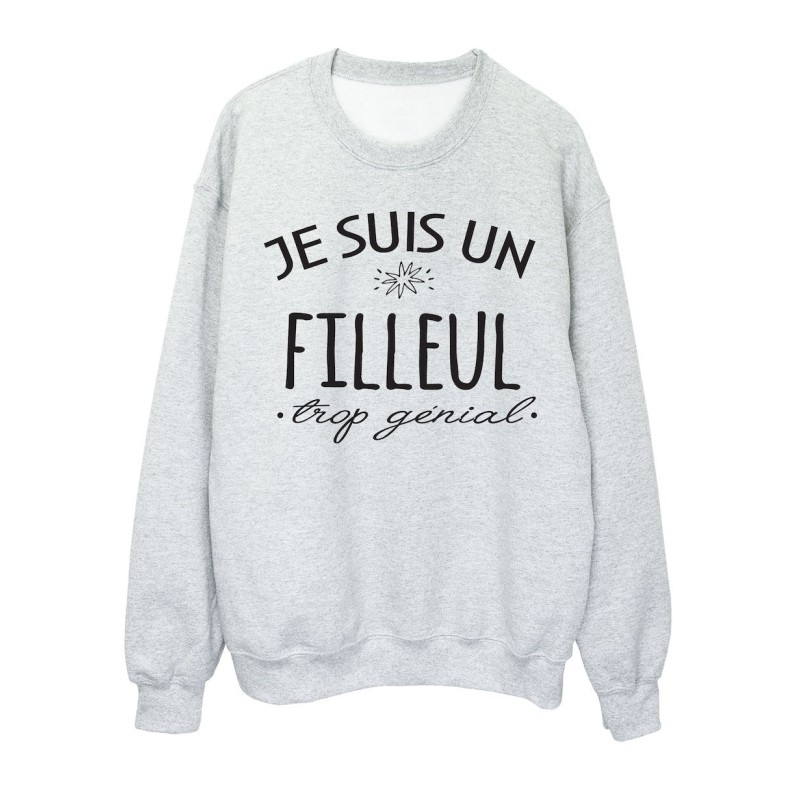 Sweat shirt imprimé citation humour Je suis un filleul trop génial