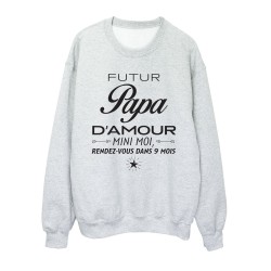 Sweat shirt imprimé citation humour naissance Futur papa d'amour mini moi rendez vous dans 9 mois