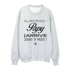 Sweat shirt imprimé citation humour naissance Surprise papy j'arrive dans 9 mois