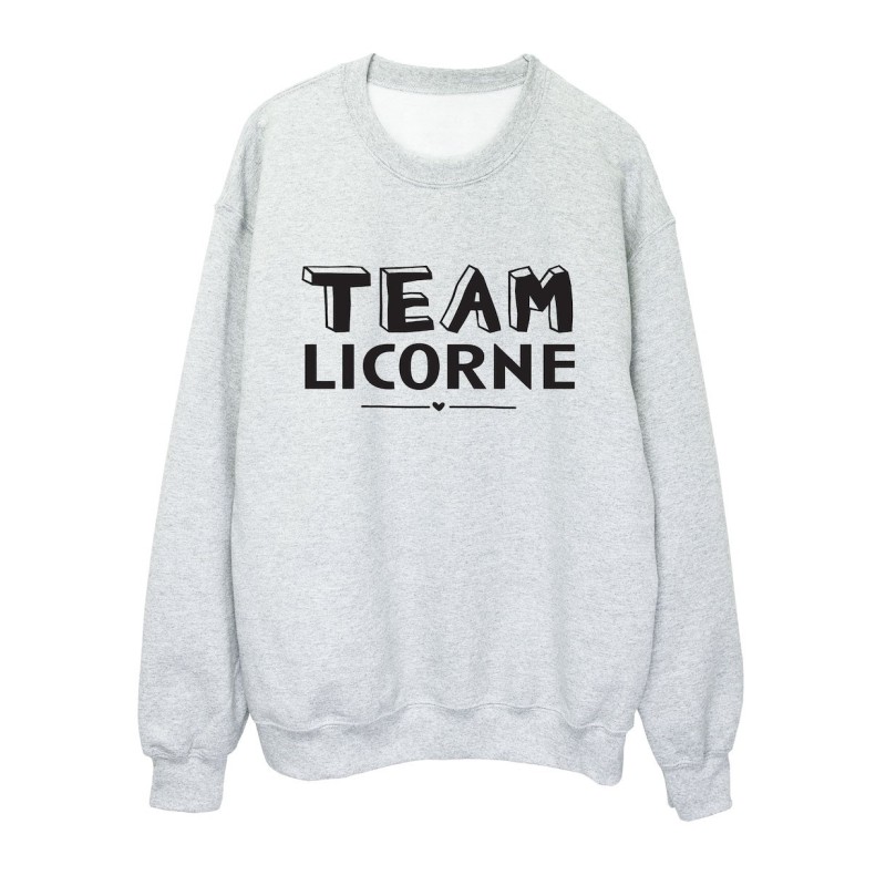 Sweat shirt imprimé citation humour Team licorne