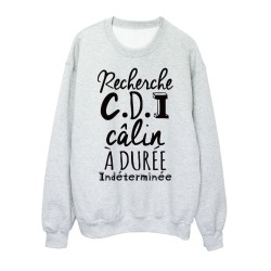 Sweat shirt imprimé citation humour Recherche CDI colin a durée indéterminée