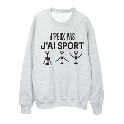 Sweat shirt imprimé citation humour J'peux pas j'ai sport