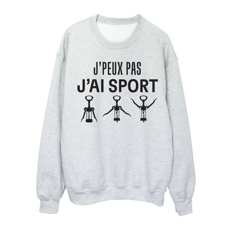 Sweat shirt imprimé citation humour J'peux pas j'ai sport