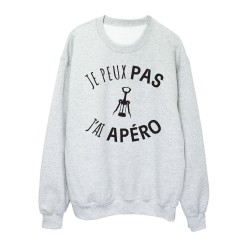 Sweat shirt imprimé citation humour Je peux pas j'ai apéro
