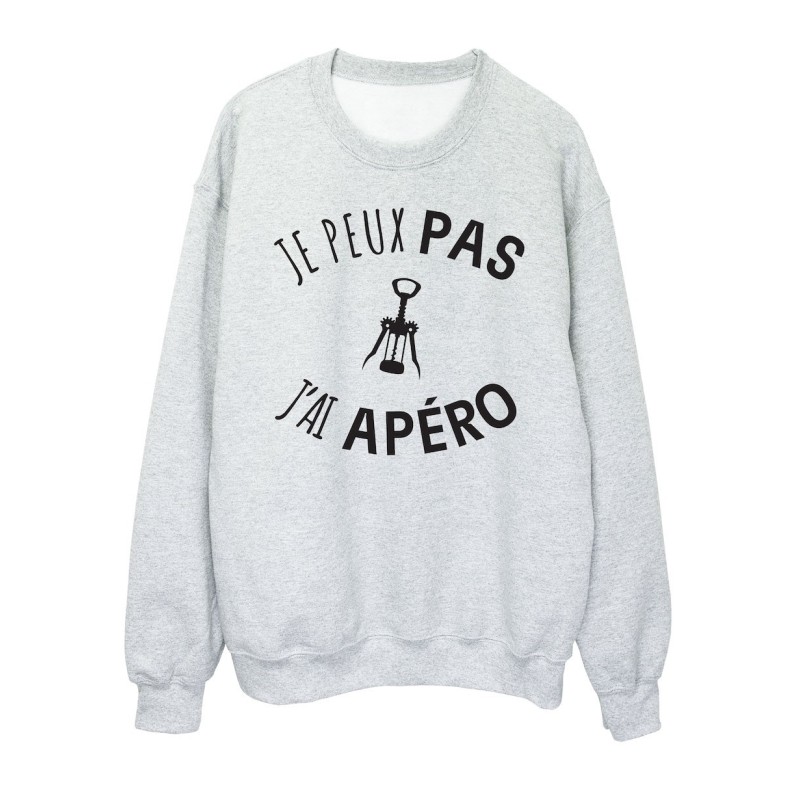 Sweat shirt imprimé citation humour Je peux pas j'ai apéro