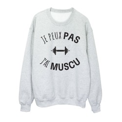 Sweat shirt imprimé citation humour Je peux pas j'ai muscu