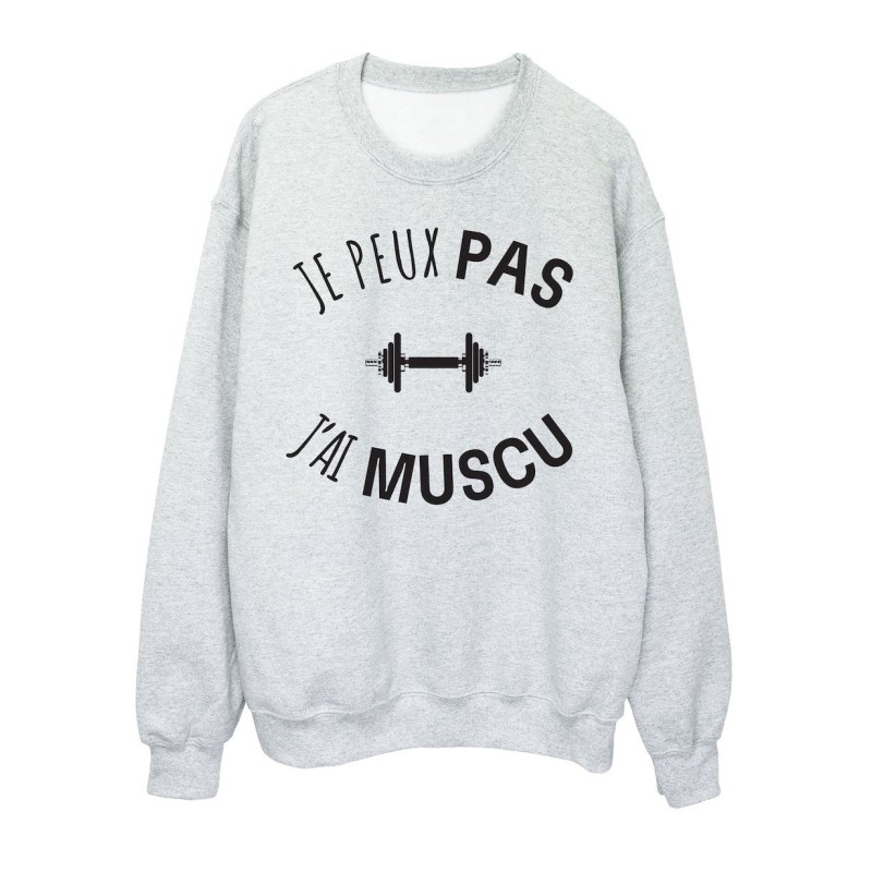 Sweat shirt imprimé citation humour Je peux pas j'ai muscu