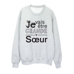 Sweat shirt imprimé citation humour Je vais être grande soeur