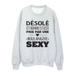 Sweat shirt imprimé citation humour Désolée cet homme est déjà pris par une boulangère sexy