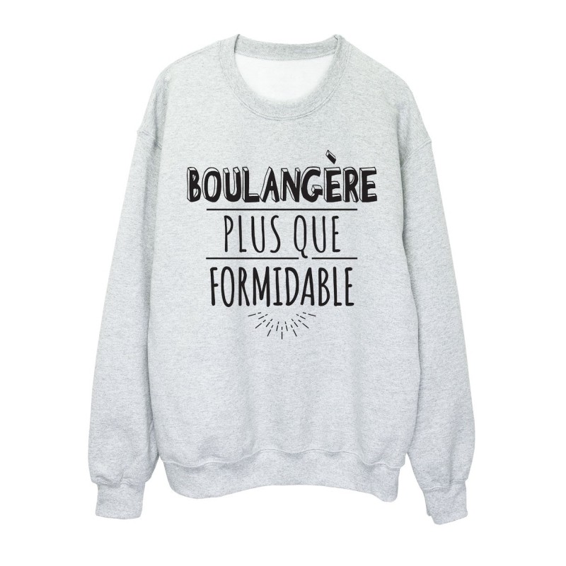 Sweat shirt imprimé citation humour Boulangère plus que formidable