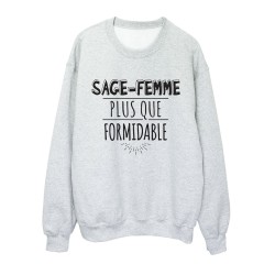 Sweat shirt imprimé citation humour Sage femme plus que formidable
