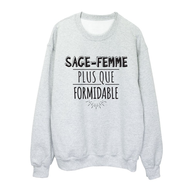 Sweat shirt imprimé citation humour Sage femme plus que formidable