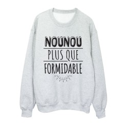 Sweat shirt imprimé citation humour Nounou plus que formidable