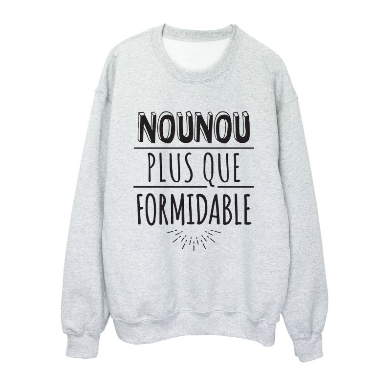 Sweat shirt imprimé citation humour Nounou plus que formidable