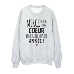 Sweat shirt imprimé citation humour Merci de tout mon coeur pour cette superbe année
