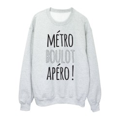 Sweat shirt imprimé citation humour Métro boulot apéro
