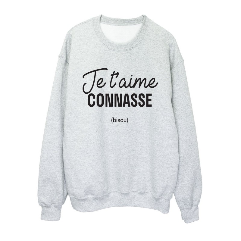 Sweat shirt imprimé citation humour Je t'aime connasse