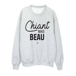 Sweat shirt imprimé citation humour Chiant mais beau